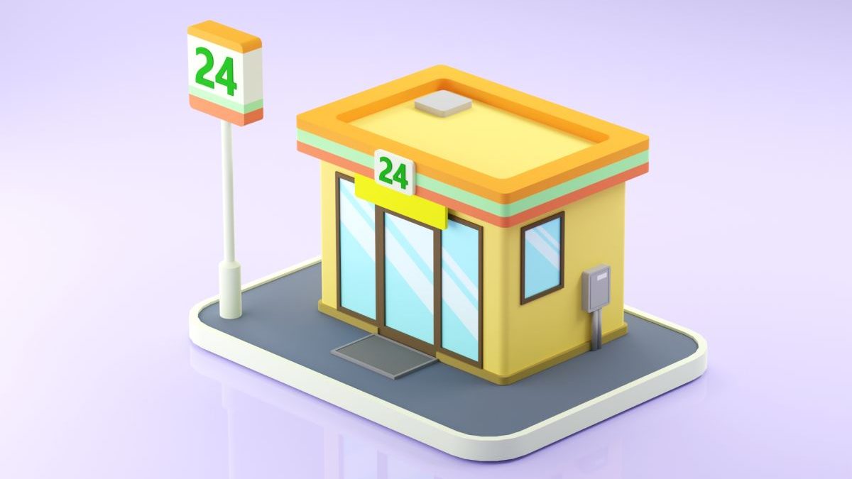 An image of a model convenience store, representing a typical business type in the franchise industry.