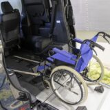 Interior of a wheelchair-accessible vehicle equipped with a ramp. Features an electric winch that automatically pulls the wheelchair into the vehicle.
